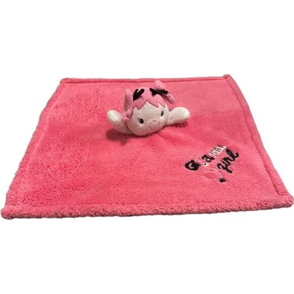 Baby Gear Glam Girl Security Pink Plush Lovey Blanket With Bow Embroidery - Picture 3 of 9